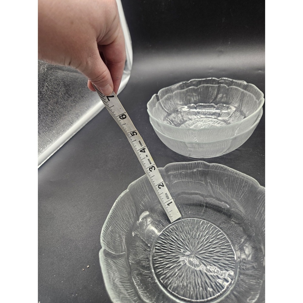 Arcoroc Vintage Fleur Glass Fruit Salad Textured Bowl 1980s 7"x2.5" Set Of 3 - Picture 5 of 5